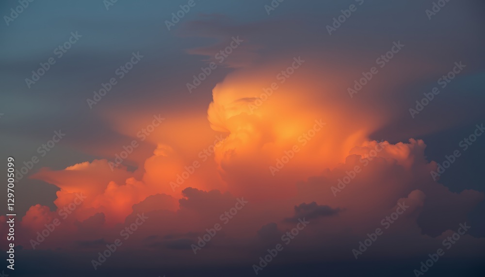 Naklejka premium Sunset Sky with Orange Clouds