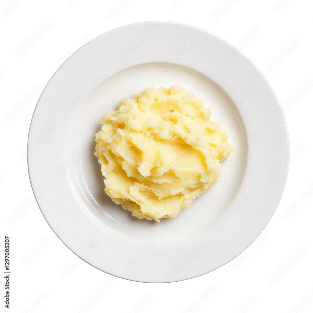 Creamy Mashed Potatoes Served on a White Plate with Simple Presentation Creamy Mashed Potatoes Served on a White Plate with Simple Presentation