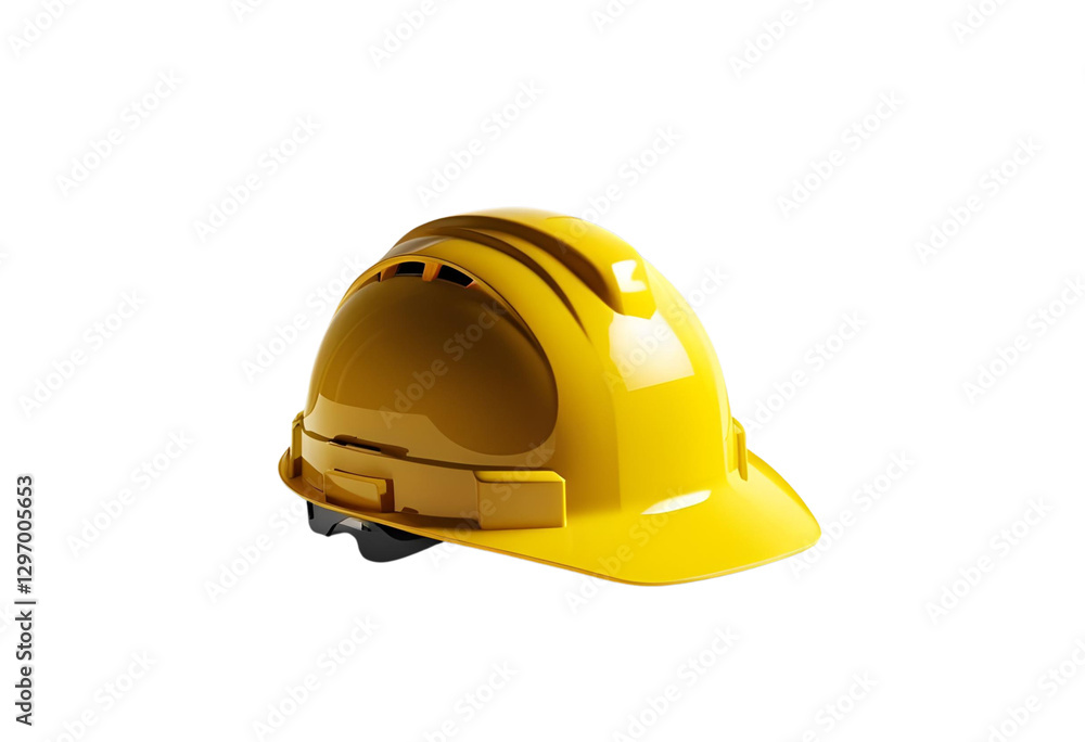 Durable yellow safety construction helmet, perfectly isolated, designed for ultimate head protection, ideal for industrial, engineering, and construction site applications. Durable yellow safety construction helmet, perfectly isolated, designed for ultimate head protection, ideal for industrial, engineering, and construction site applications.