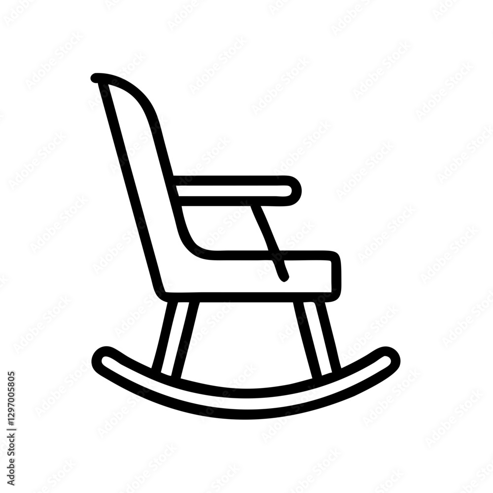 Rocking chair icon with simple design, black outline, modern design Rocking chair icon with simple design, black outline, modern design