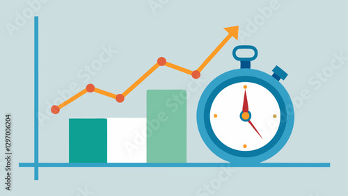 Stopwatch and Graph A stopwatch alongside a steep graph that trends upwards and downwards quickly illustrating the timing urgency and volatility of day trading.