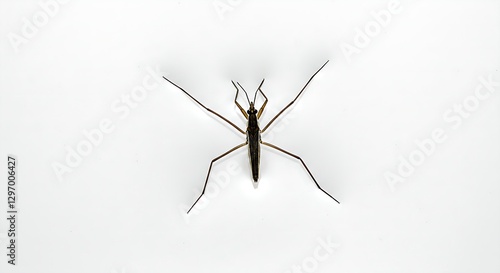 Wallpaper Mural A top view of a water strider, its long legs delicately touching an unseen water surface, isolated on white Torontodigital.ca