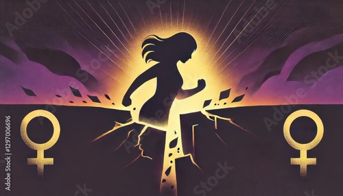 Minimalist illustration against gender violence, symbolic and impactful. AI generated.