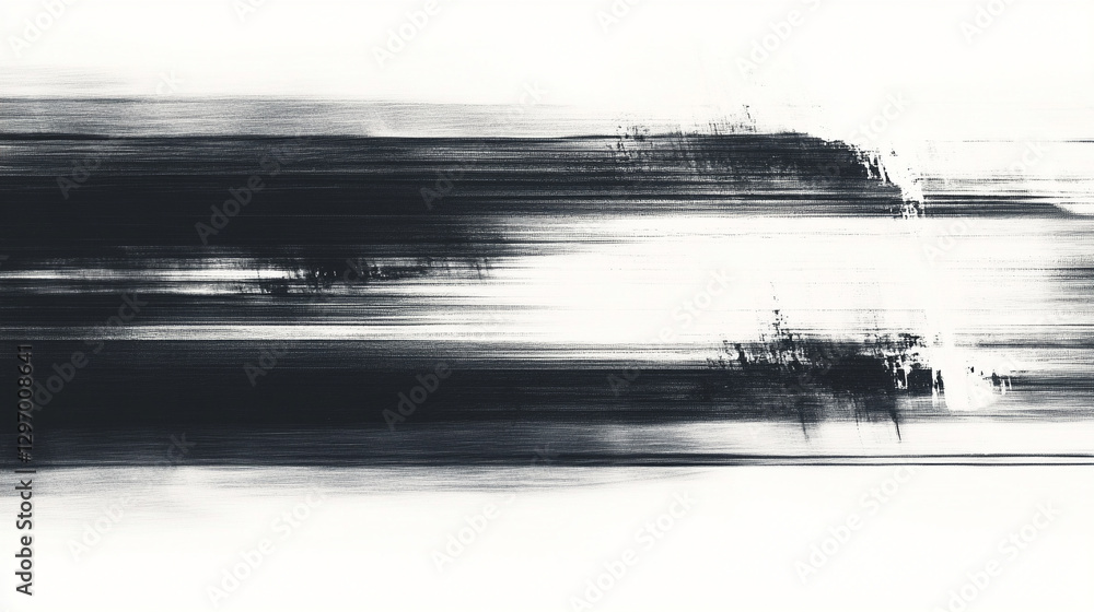 Fototapeta premium Seamless broken printer streaks with faded low ink toner lines create a transparent overlay texture. Abstract glitch pattern evokes dystopia, grunge, and modern gritty, blurry photocopy errors.