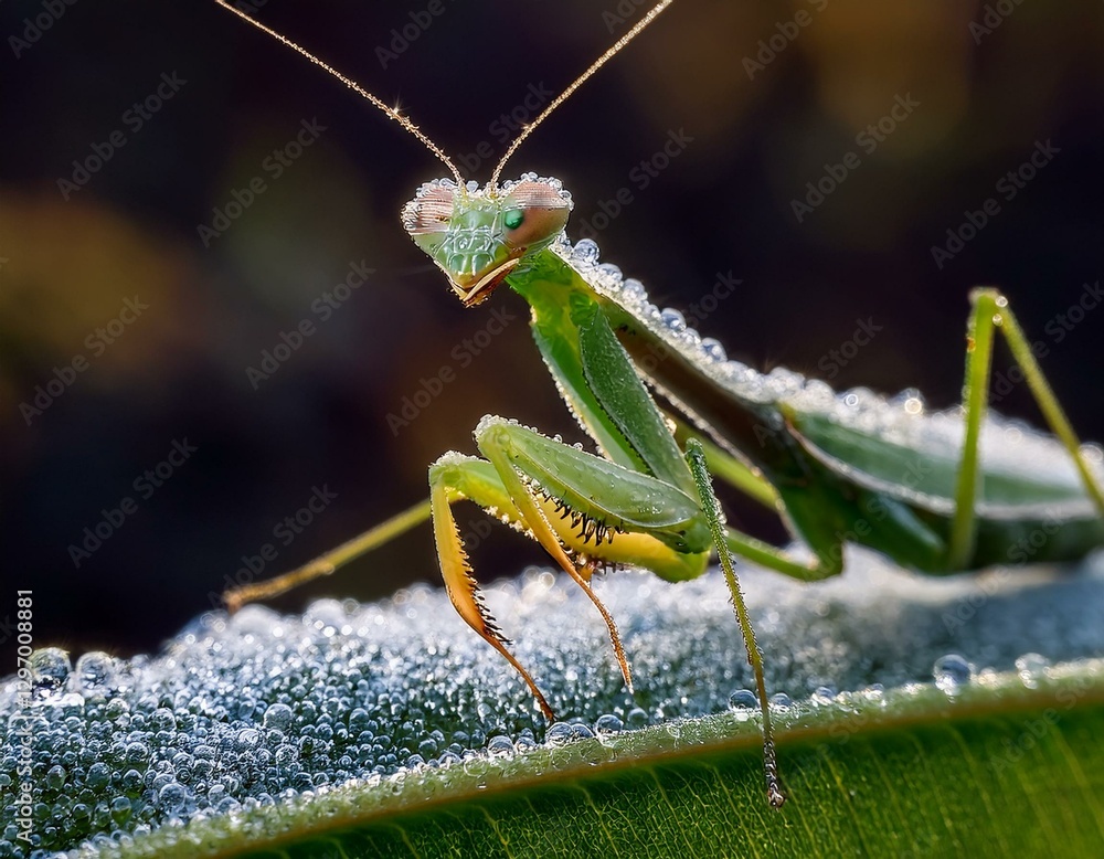 Macro Photograph of a Praying Mantis, Close-Up of Its Intricate Details Macro Photograph of a Praying Mantis, Close-Up of Its Intricate Details
