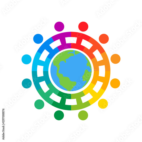 Abstract  children around the globe world. Vector isolated on white background.	