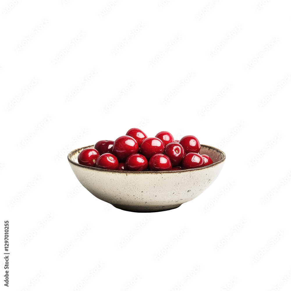 Fresh Red Cranberries in a Rustic Bowl on Isolated Background Fresh Red Cranberries in a Rustic Bowl on Isolated Background