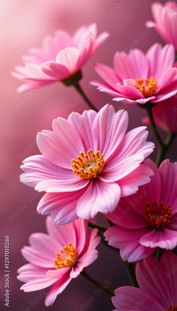 Fototapeta premium Close-up shot of various pink flowers creating a stunning backdrop, botanical, summer, spring
