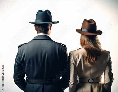 Mysterious Detective Couple Seen from Behind – Noir Aesthetic