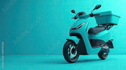 Teal electric scooter delivery in studio