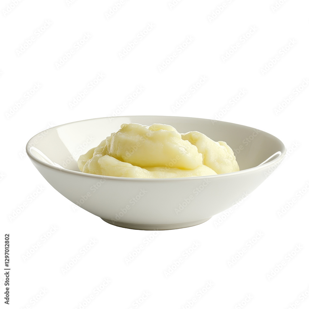 Creamy Mashed Potatoes in a White Bowl with Smooth Texture Creamy Mashed Potatoes in a White Bowl with Smooth Texture