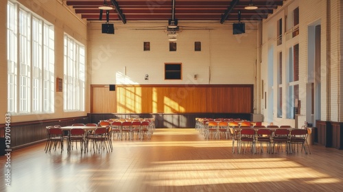 An outdated community hall being transformed into a vibrant event space with modern amenities