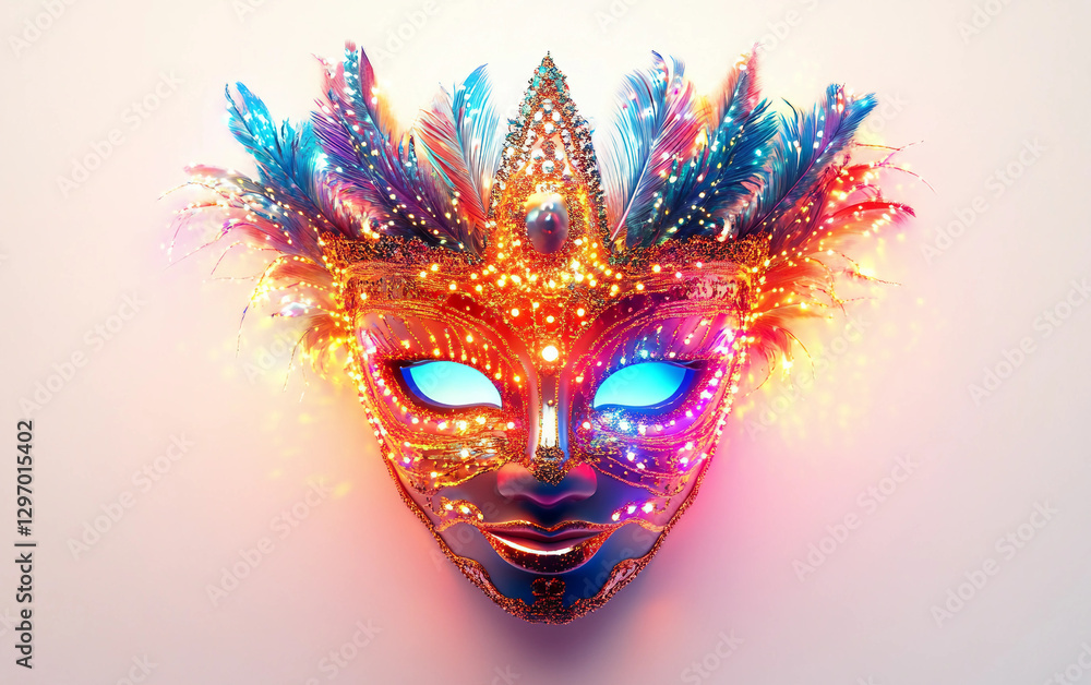 Samba Parade LED Carnival Mask Isolated On White background. Samba Parade LED Carnival Mask Isolated On White background.