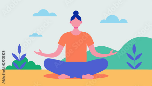 Yoga Practice A person practicing yoga in a serene outdoor setting embodying balance and harmony symbolizing physical and mental wellbeing in coping with change.