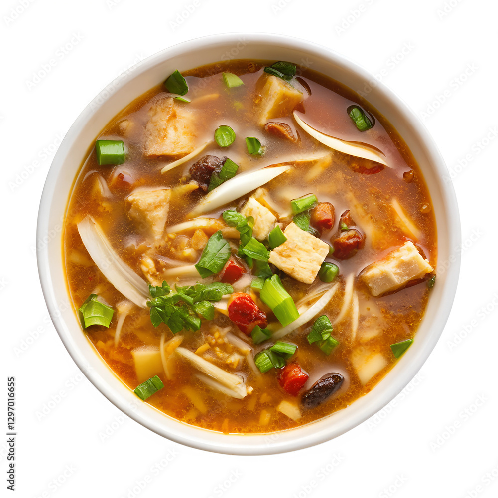 thai noodle soup with pork on white background thai noodle soup with pork on white background