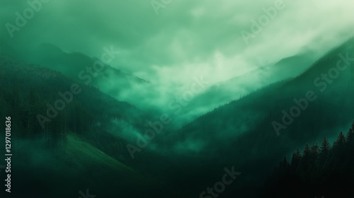 Ethereal Emerald Mist in a Dreamy Green Landscape – Ultra HD 5K Wallpaper