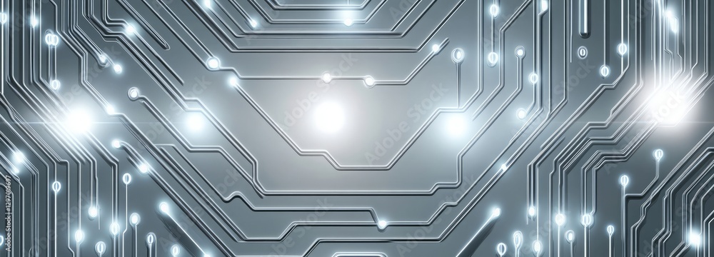 Obraz premium A computer circuit board with many small lights on it. abstract background of technology wave and dot.
