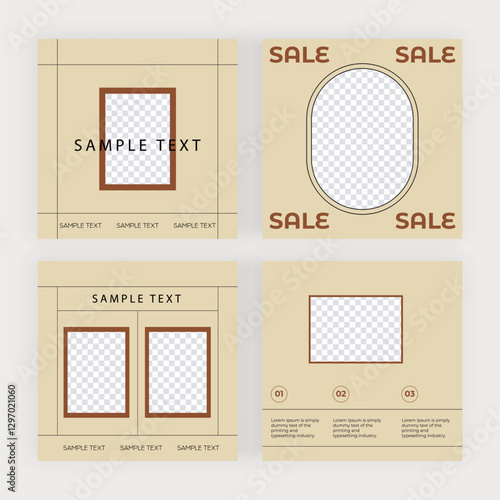 Templates beige backgrounds for social media posts, personal blog. Vector design banners	
