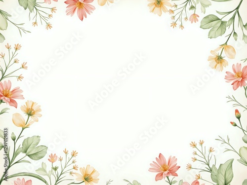 A delicate floral frame with soft pastel blooms