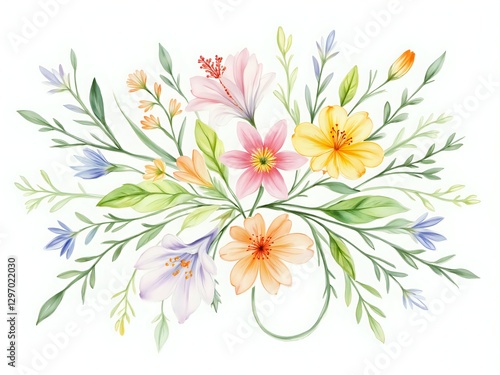 Vibrant floral arrangement with delicate blossoms and greenery