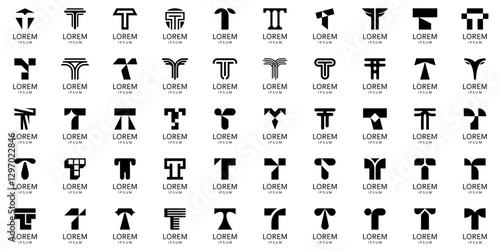 Logos collection with letter T. Geometric abstract logos. Icon design
