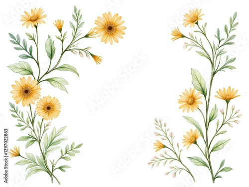 Delicate floral arrangement with bright yellow daisies