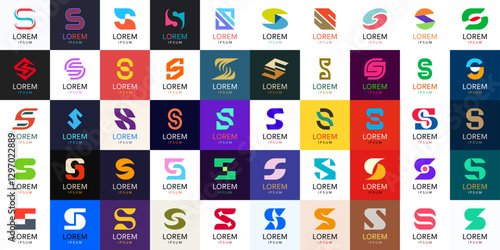 Logos collection with letter S. Geometric abstract logos. Icon design
