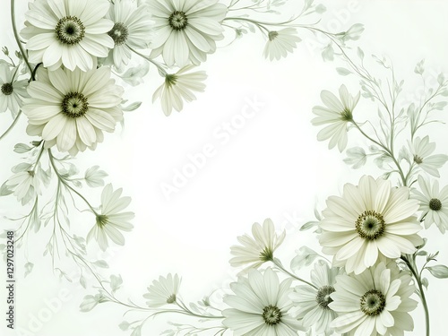 Elegant floral frame with delicate white flowers