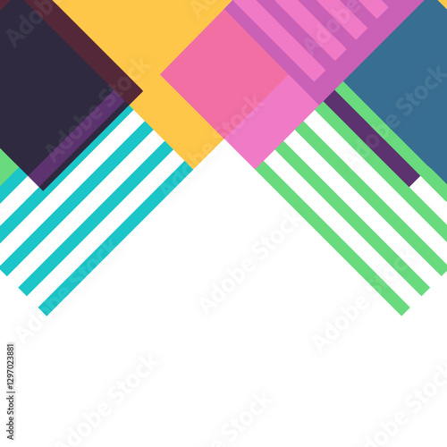 Geometric Composition: A dynamic and vibrant geometric composition featuring overlapping shapes and patterns in a spectrum of colors, creating a modern and visually stimulating design.