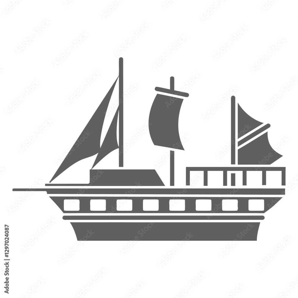 Sailing Vessel Silhouette: A sleek silhouette of a sailing vessel, elegantly rendered to evoke a sense of adventure, exploration, and the timeless allure of maritime heritage. Sailing Vessel Silhouette: A sleek silhouette of a sailing vessel, elegantly rendered to evoke a sense of adventure, exploration, and the timeless allure of maritime heritage.