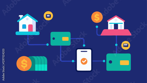 Seamless Payment Flow An infographic showing the flow of money as cryptocurrency moving from a buyers wallet to a sellers wallet representing the digital payment process in real