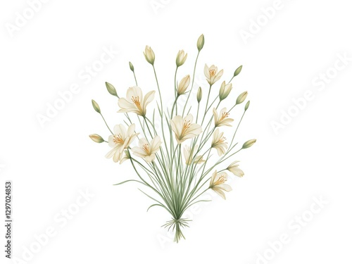 Delicate white flowers bouquet on a light background
