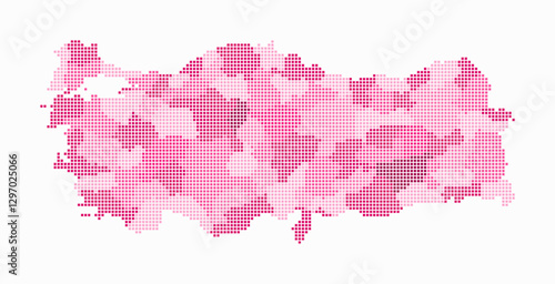 Turkey dotted map. Digital style map of the country on white background. Turkey shape with square dots. Colored dots style. Small size squares. Vibrant vector illustration.