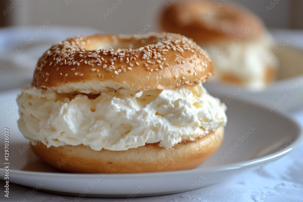 Bagel Sandwich with Fluffy Cloud-Like Cream Cheese Bagel Sandwich with Fluffy Cloud-Like Cream Cheese