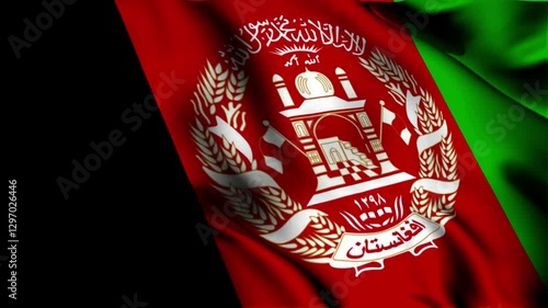 The National flag of Afghanistan, Afghanistan 3D flag, Flag of Afghanistan 3D waving Animation, Afghanistan waving 4K footage, close up flag for Independence day, Independence day with Slow Motion.