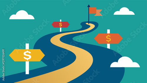 Road with Signposts A winding road with signposts indicating Budgeting Debt Repayment and Investing illustrating different paths to financial health.