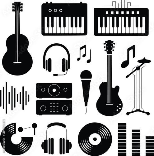 Music Production Icons, Digital Audio, Instruments, DJ Equipment & Sound Design