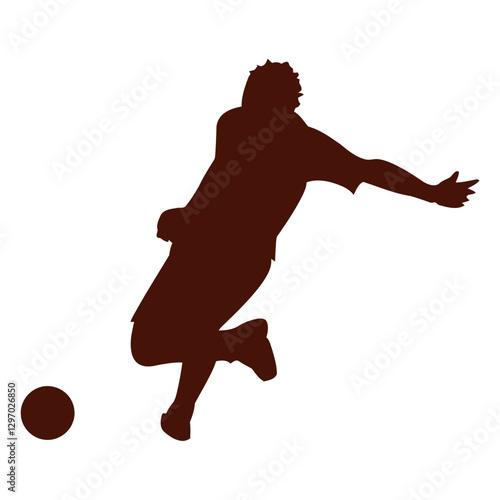 Football Silhouette in Action: A dynamic silhouette captures the moment of a footballer mid-kick, ball flying, showcasing agility and athleticism