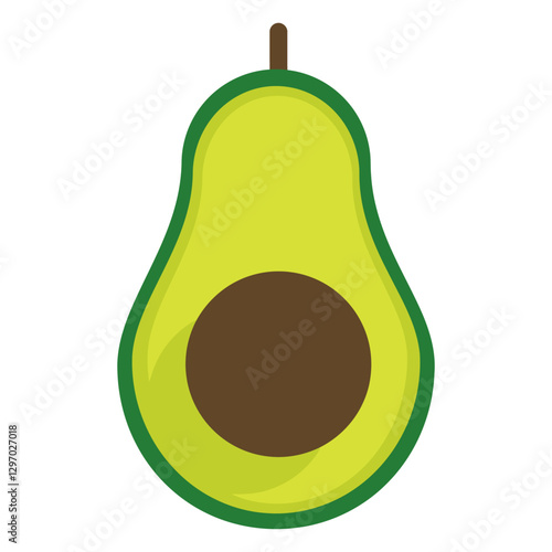 Avocado's Fresh Cut: A vibrant, stylized illustration of a halved avocado showcases its creamy green flesh and prominent seed