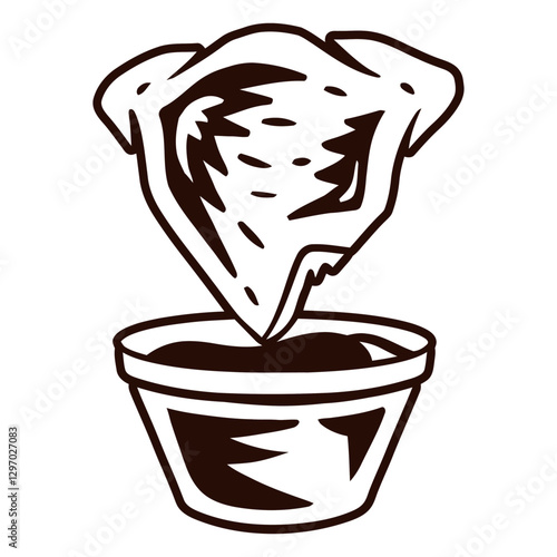 Dipping Delight: Illustration of food being dipped into a sauce, a visual invitation to culinary satisfaction.