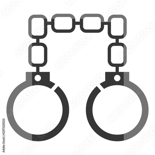 Symbol of Confinement: An image of a pair of classic metal handcuffs connected by a chain, symbolizing restriction, lack of freedom, and legal or social constraints.