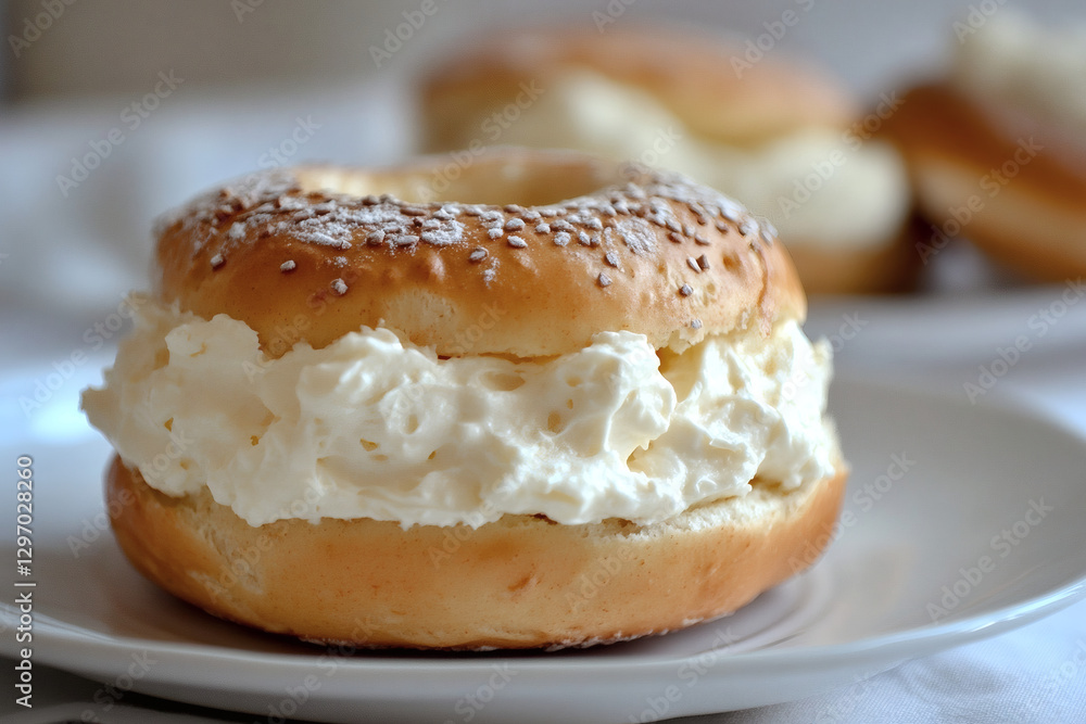 Bagel Sandwich with Fluffy Cloud-Like Cream Cheese Bagel Sandwich with Fluffy Cloud-Like Cream Cheese