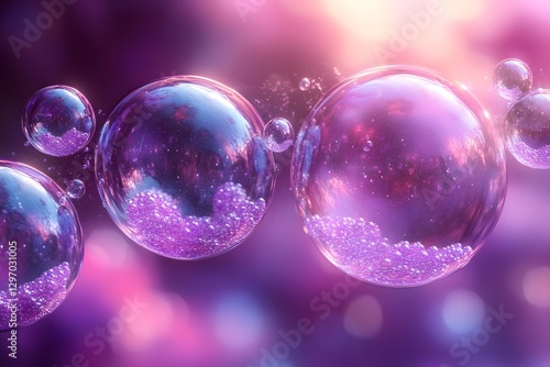 Blue and purple bubble sphere design element wallpaper with a futuristic, abstract, and modern aesthetic, featuring smooth gradients, soft reflections, and a visually immersive 3D composition