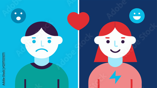 These illustrations can visually capture the contrasts between positive and negative dynamics in relationships conveying important psychological themes.