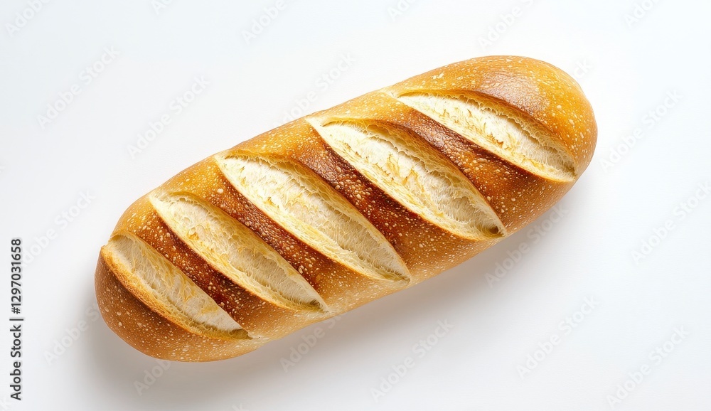 Golden Crusted Loaf of Bread Displaying Cut Marks Against a Plain Background Freshly Baked Food Golden Crusted Loaf of Bread Displaying Cut Marks Against a Plain Background Freshly Baked Food