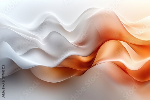 Wallpaper Mural Flowing fabric in soft waves showcasing a blend of white and orange hues against a light background during daylight Torontodigital.ca