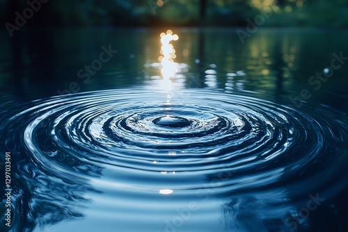 Wallpaper Mural Ripples created by a droplet in a calm lake reflecting sunlight in the early morning Torontodigital.ca