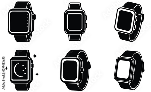 Smartwatch wristwatch isolated, realistic vector illustration.