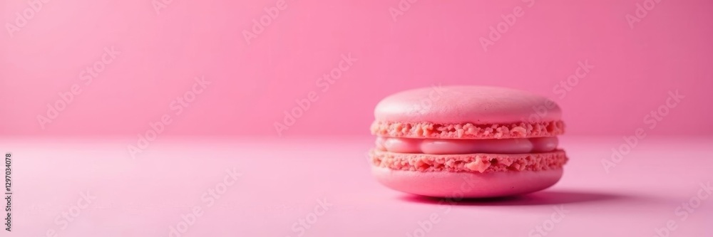 Perfectly centered pink macaron against a soft pink backdrop , sweet treat, isolated Perfectly centered pink macaron against a soft pink backdrop , sweet treat, isolated