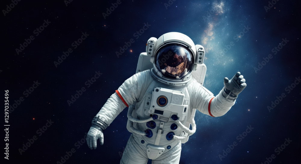 Fototapeta premium Astronaut floating in space with a stunning view of the galaxy